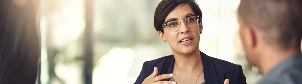 Consultant discussing business