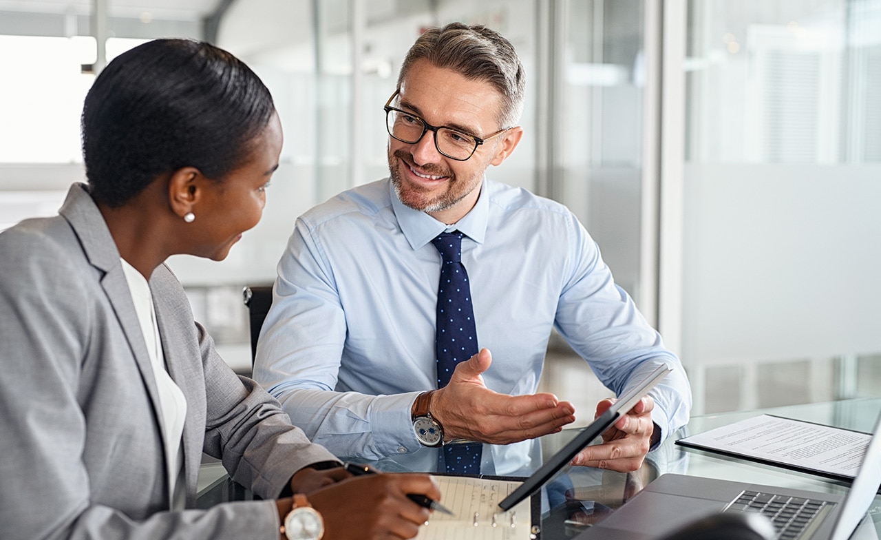 Consultants discussing business