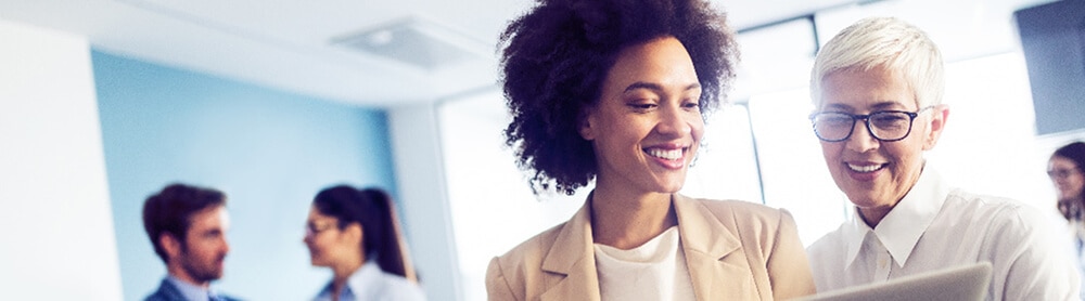 Colleagues discussing business strategy