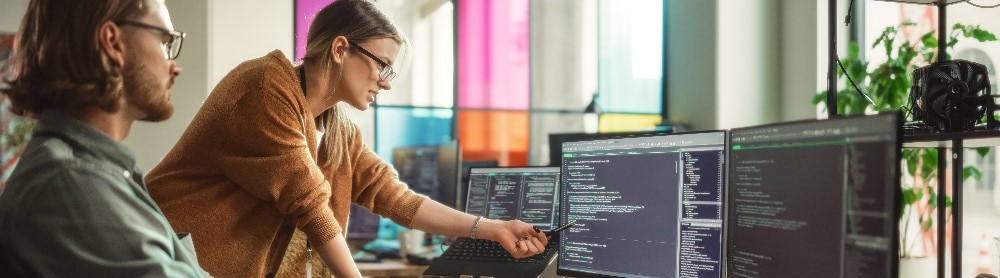 consultant pointing the screen consultant pointing the screen