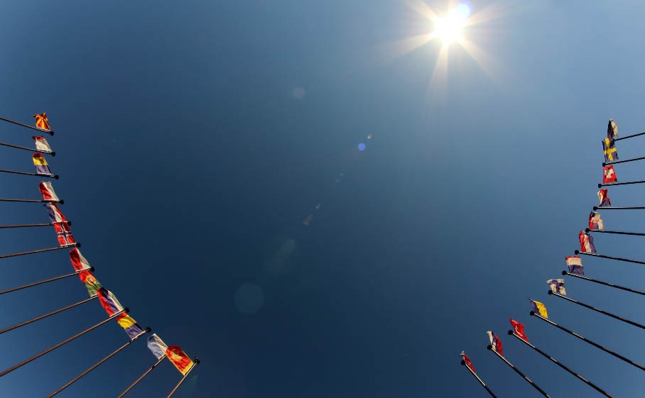 World flags in semi-circle