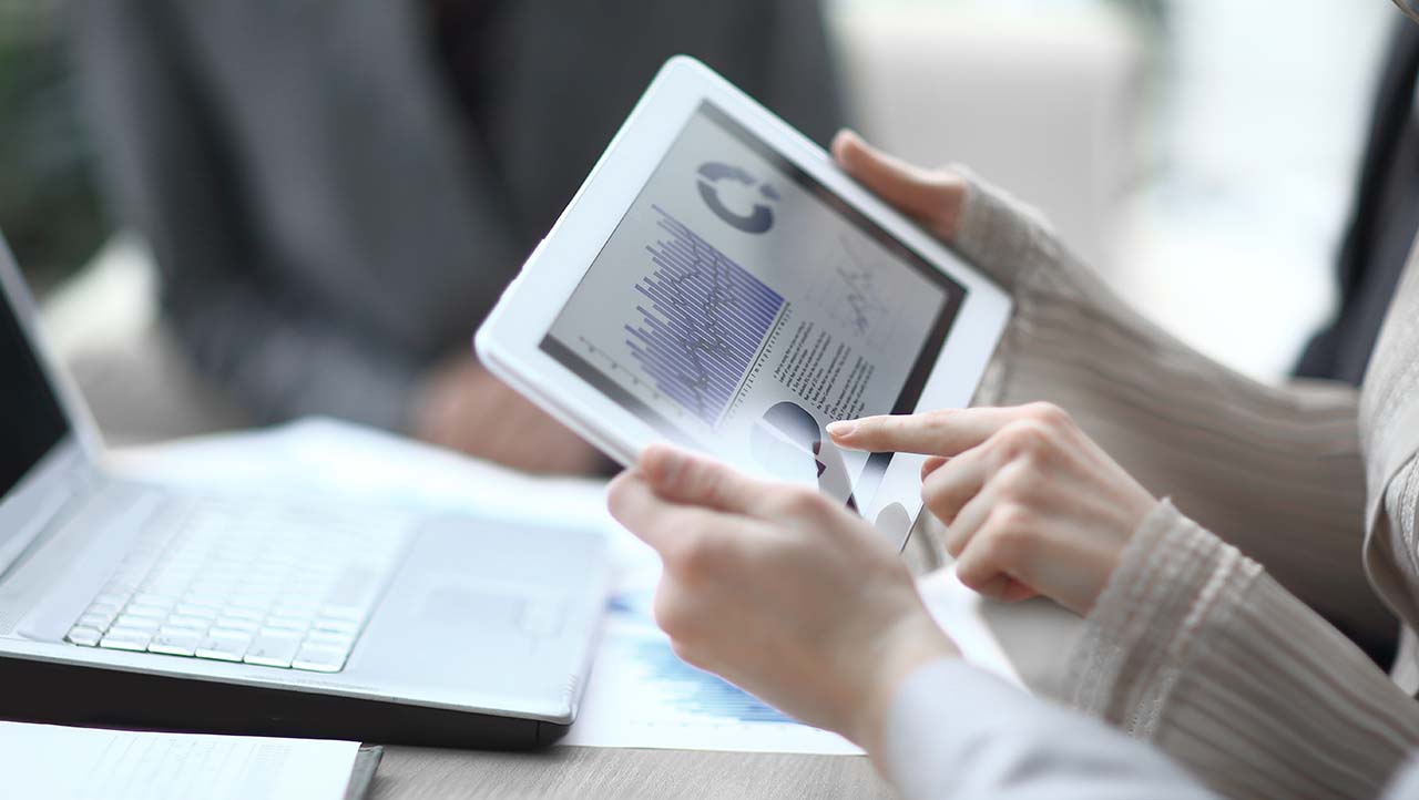 Tablet displaying data