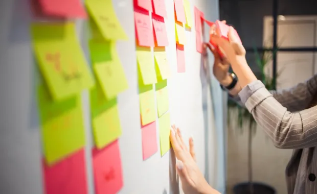 white board with post-it notes
