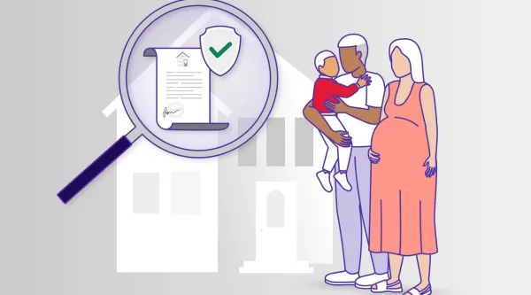 Family and home insurance protection illustration