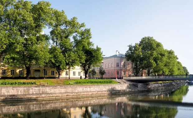Lake near over bridge in Turku, Finland