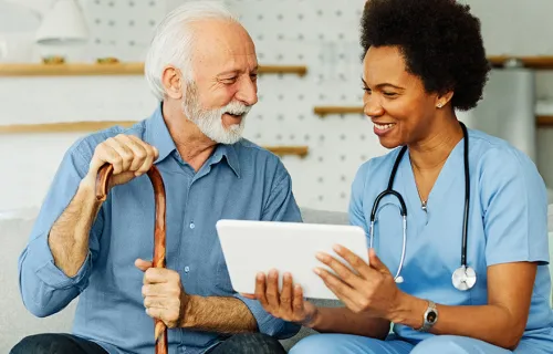 Patient and doctor discussion over ipad