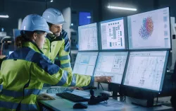 Operators looking at computer - AI Machine learning