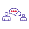 Two individuals text bubble icon